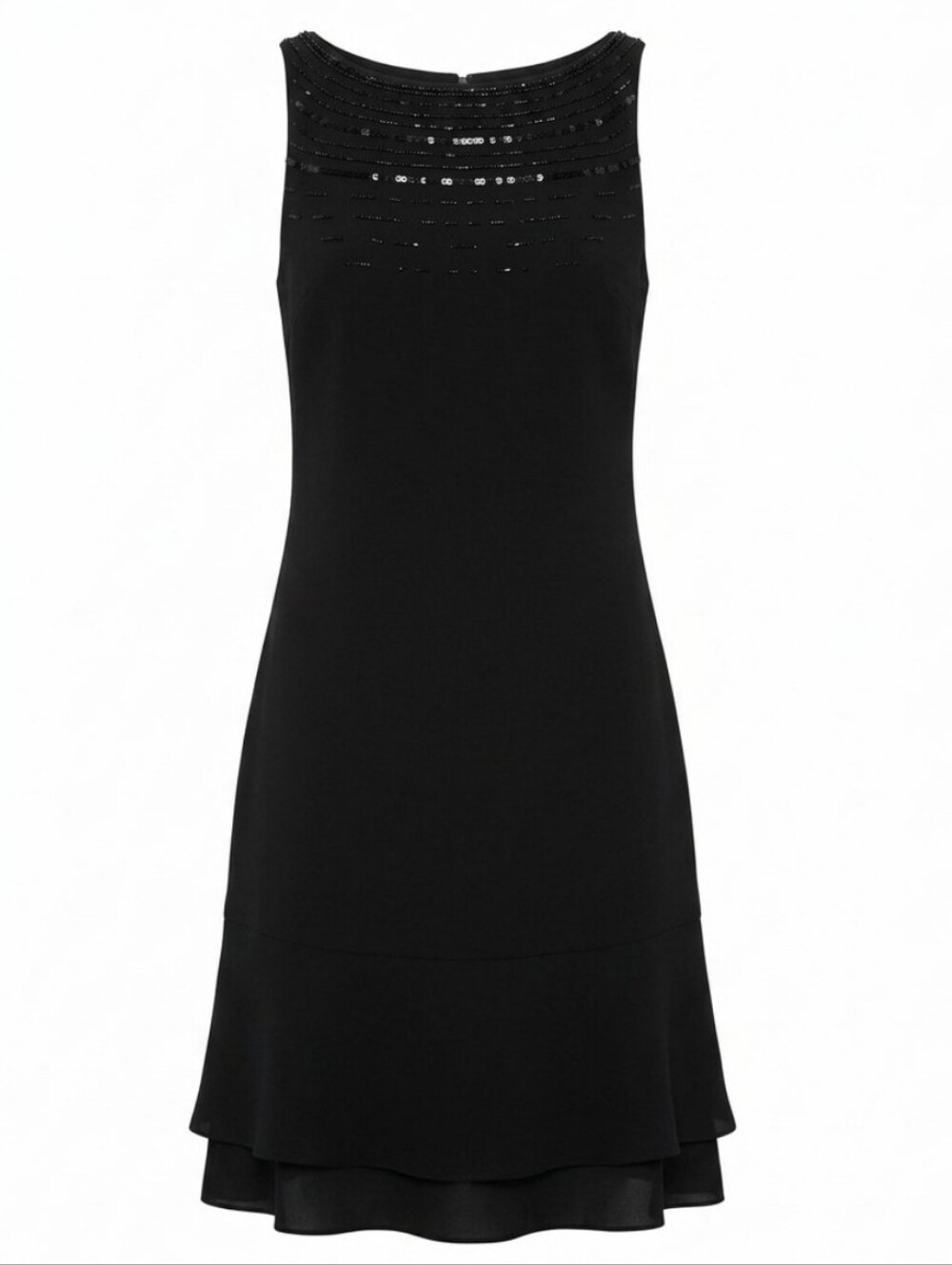 Jones New York Black Sleeveless Sequin Yoke Cocktail Dress Sz 14